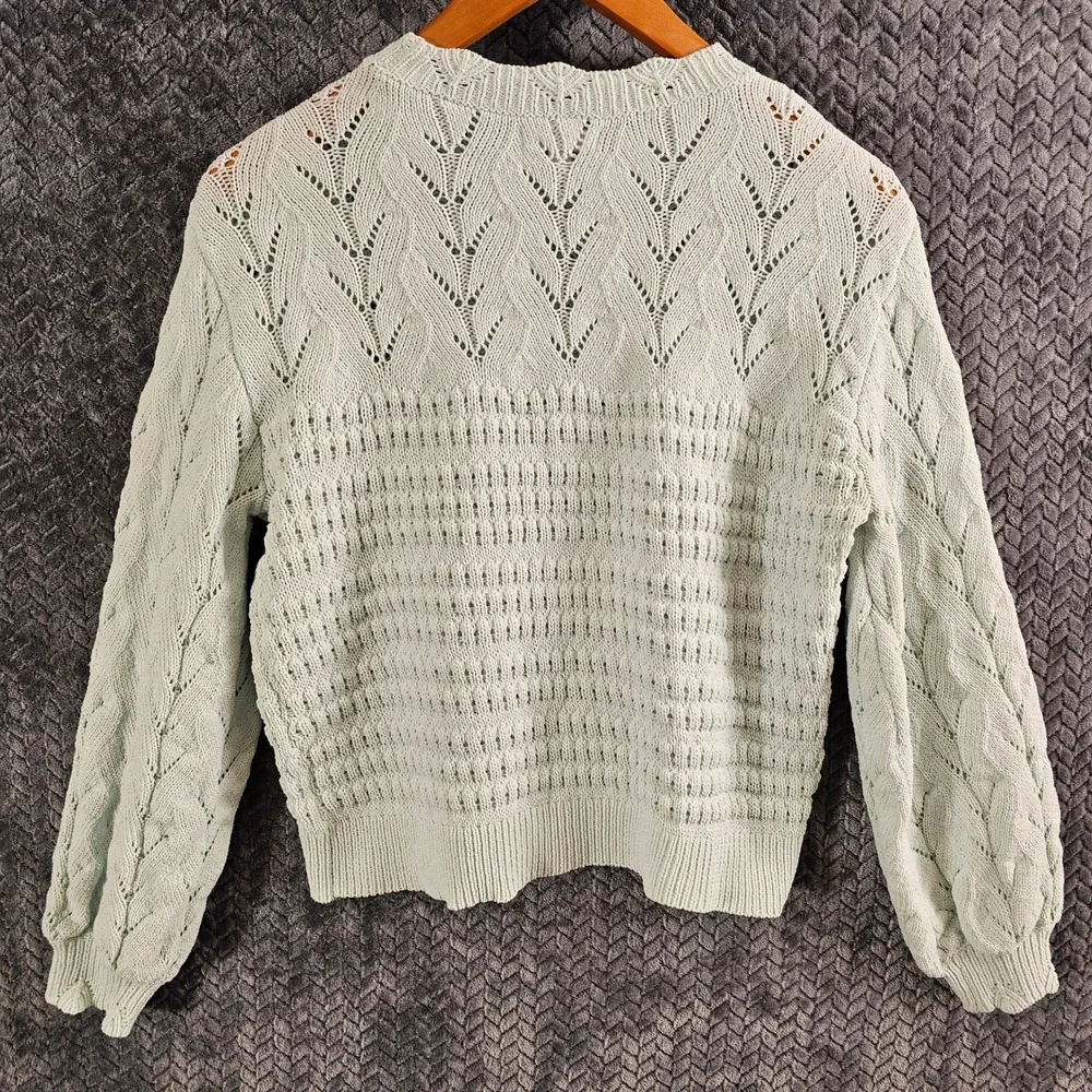 Lauren Conrad LC Light Blue Crochet Knit Pullover Sweater‎ Size S - Picture 7 of 7